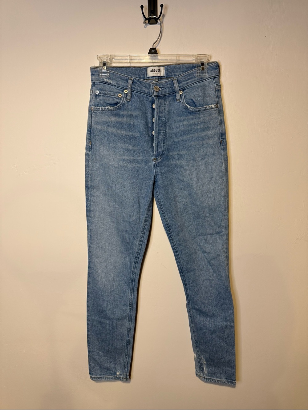 Agolde Nico High Rise Slim Fit Jeans in Embark Light Wash Blue Sz 26 - Picture 2 of 9